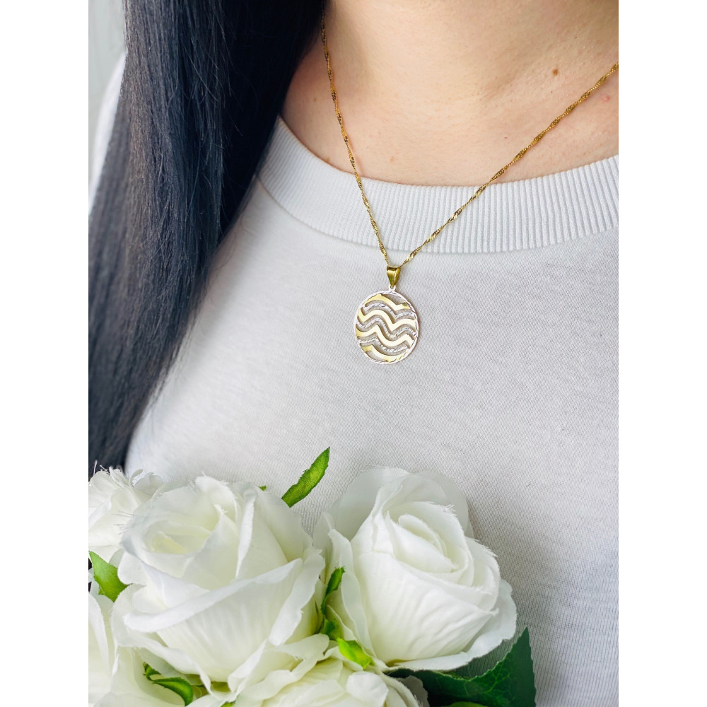 Anhänger Welle Kettenanhänger Gelbgold Goldanhänger