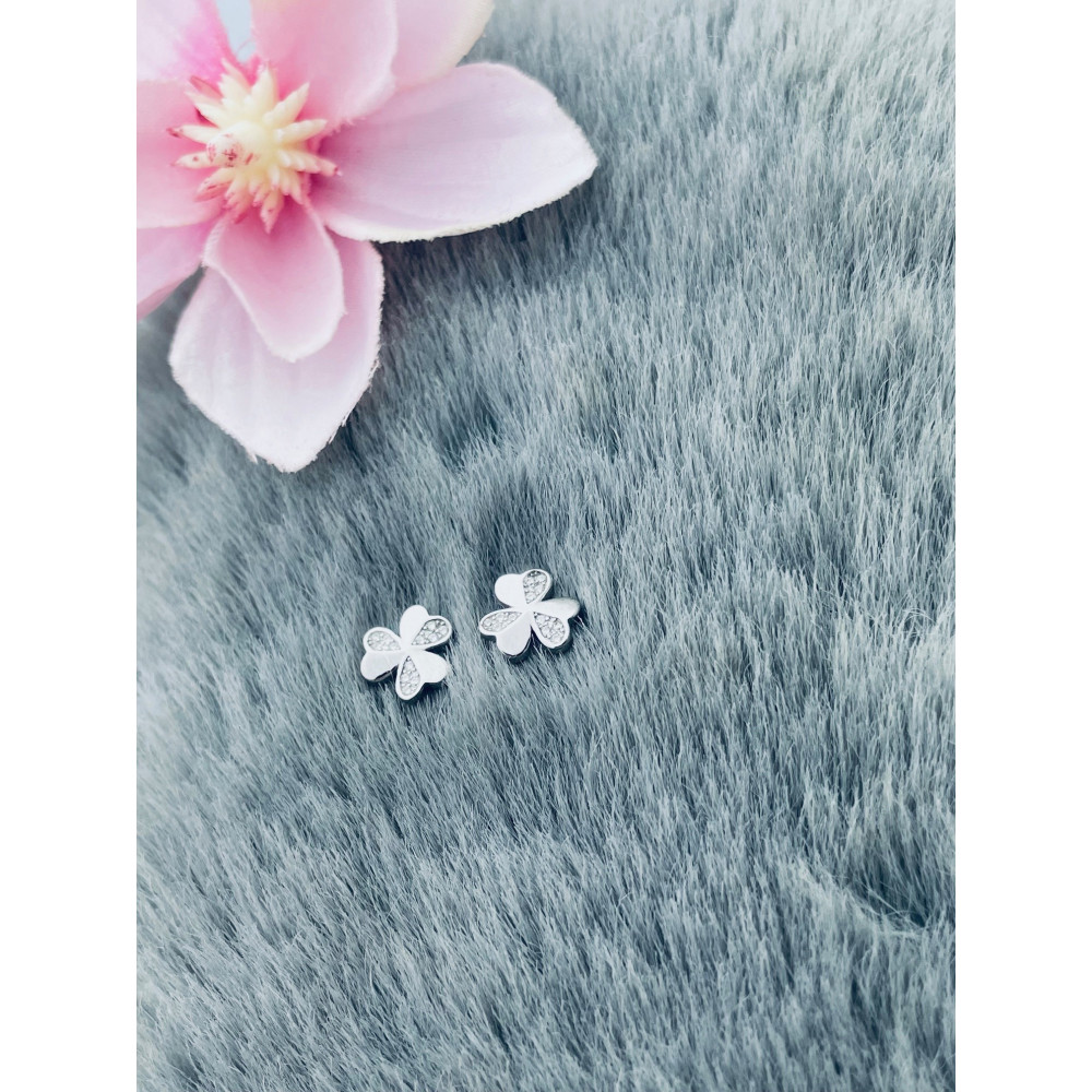 Blume 925 Silber Ohrringe mit Zirkonia
