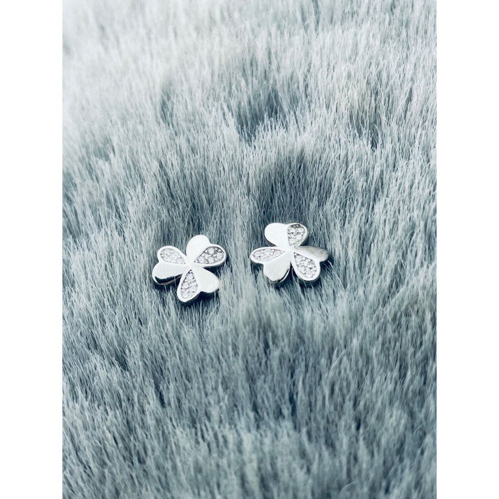 Blume 925 Silber Ohrringe mit Zirkonia