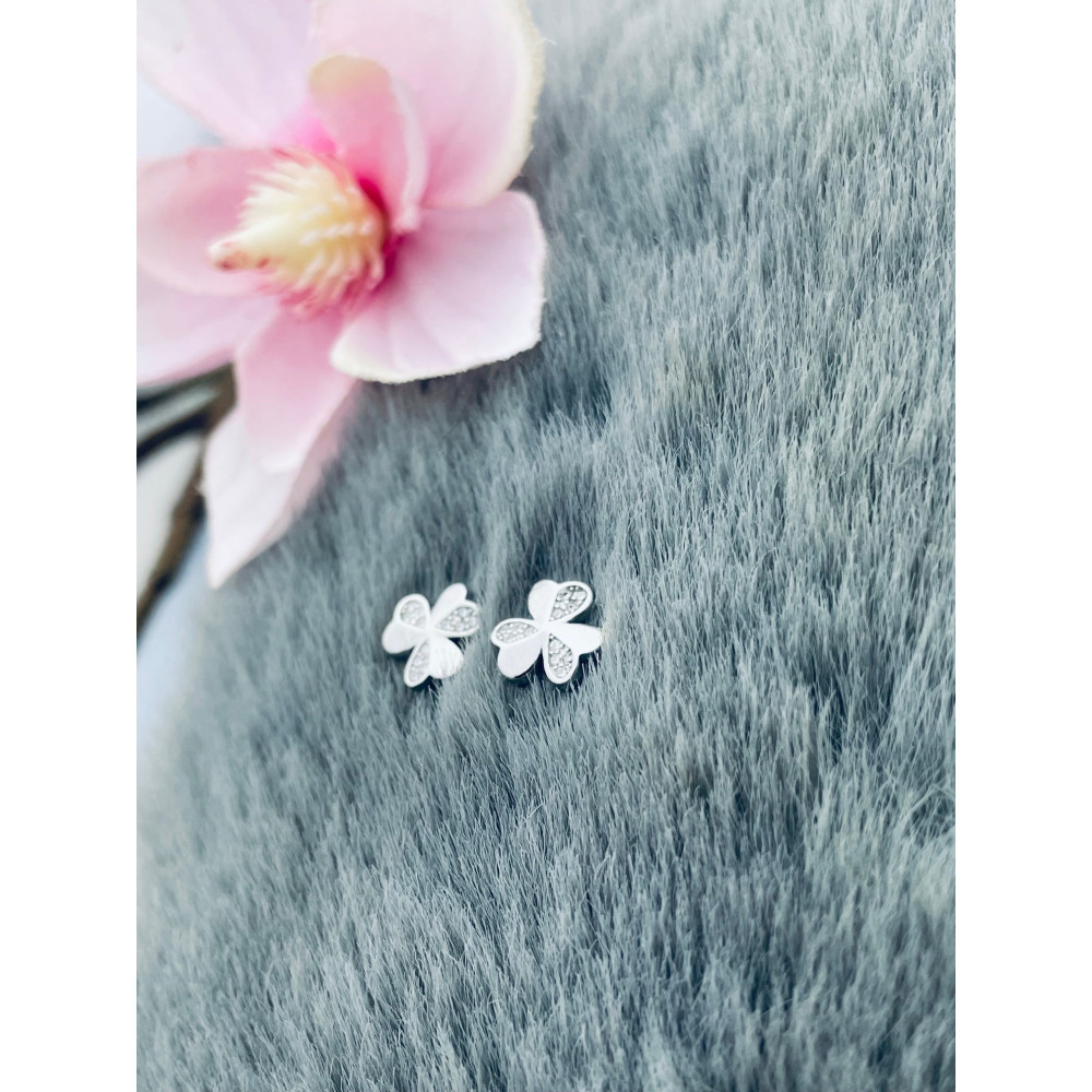 Blume 925 Silber Ohrringe mit Zirkonia