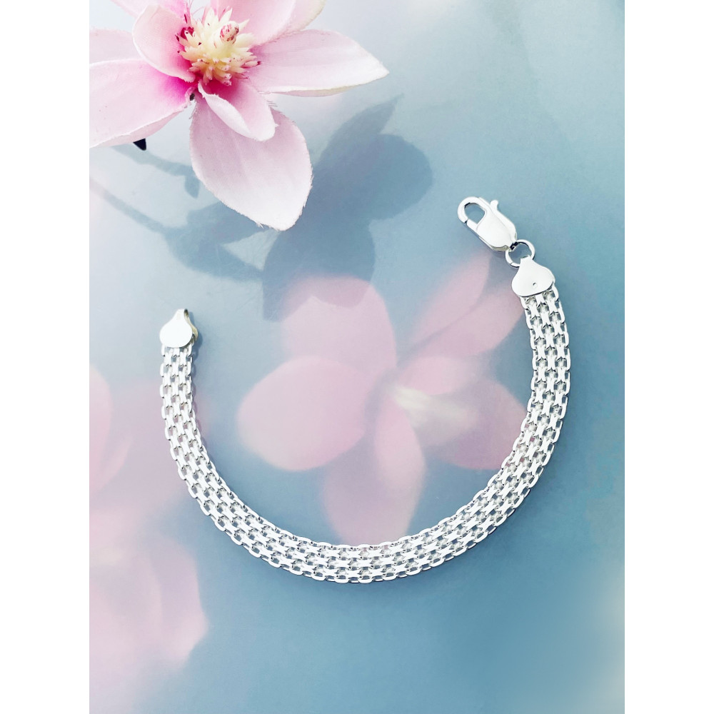 Bismarck geflochtenes Silberarmband 925 Silber Damen Kinder