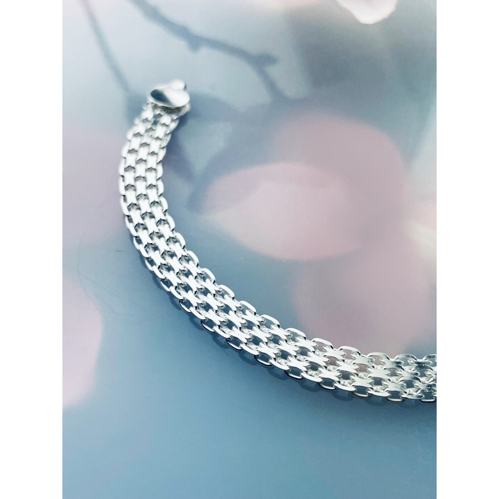 Bismarck geflochtenes Silberarmband 925 Silber Damen Kinder