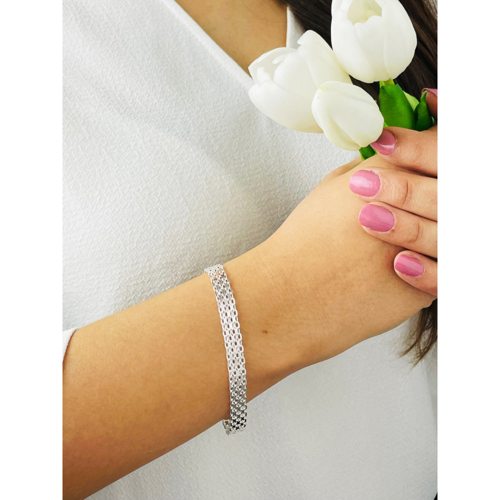 Bismarck geflochtenes Silberarmband 925 Silber Damen Kinder