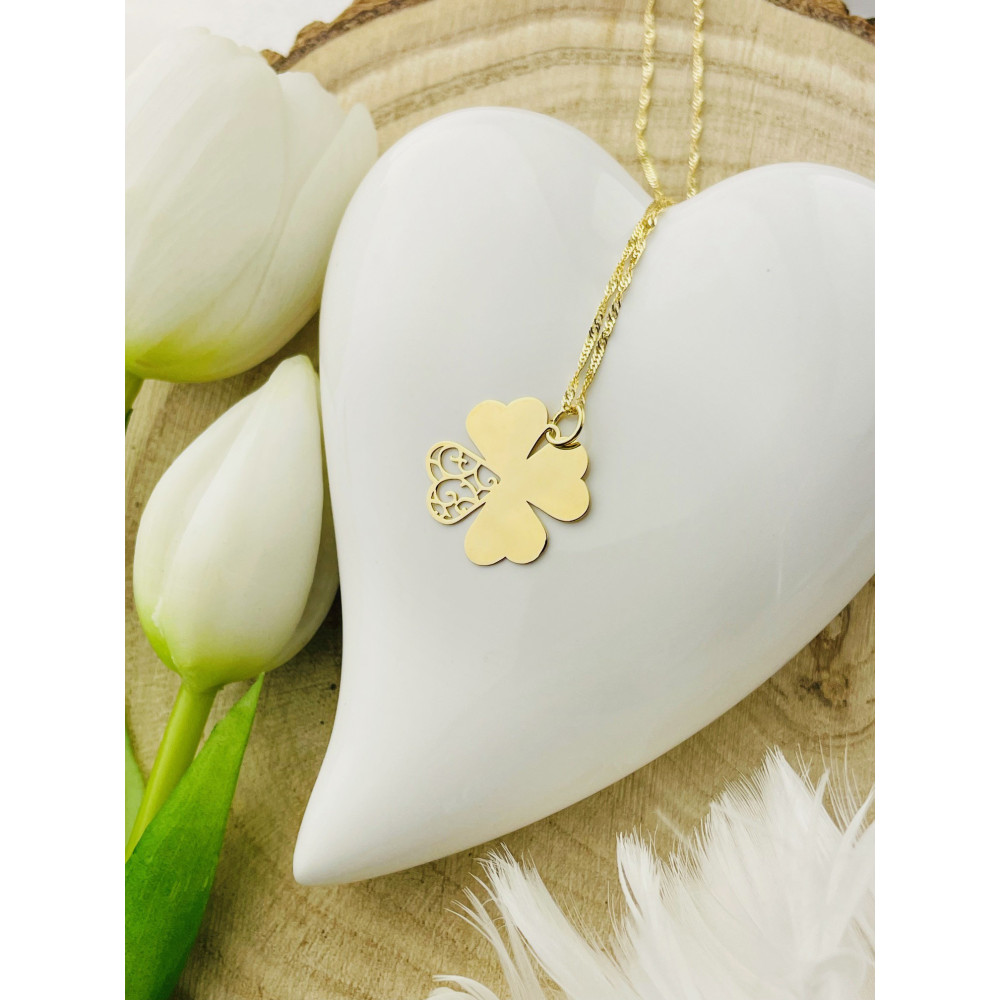 Anhänger Kettenanhänger Gelbgold Goldanhänger Herz  vierblättriges Kleeblatt 585er 14KT