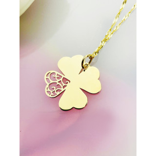 Złoty wisiorek zawieszka koniczynka serce ażurowe