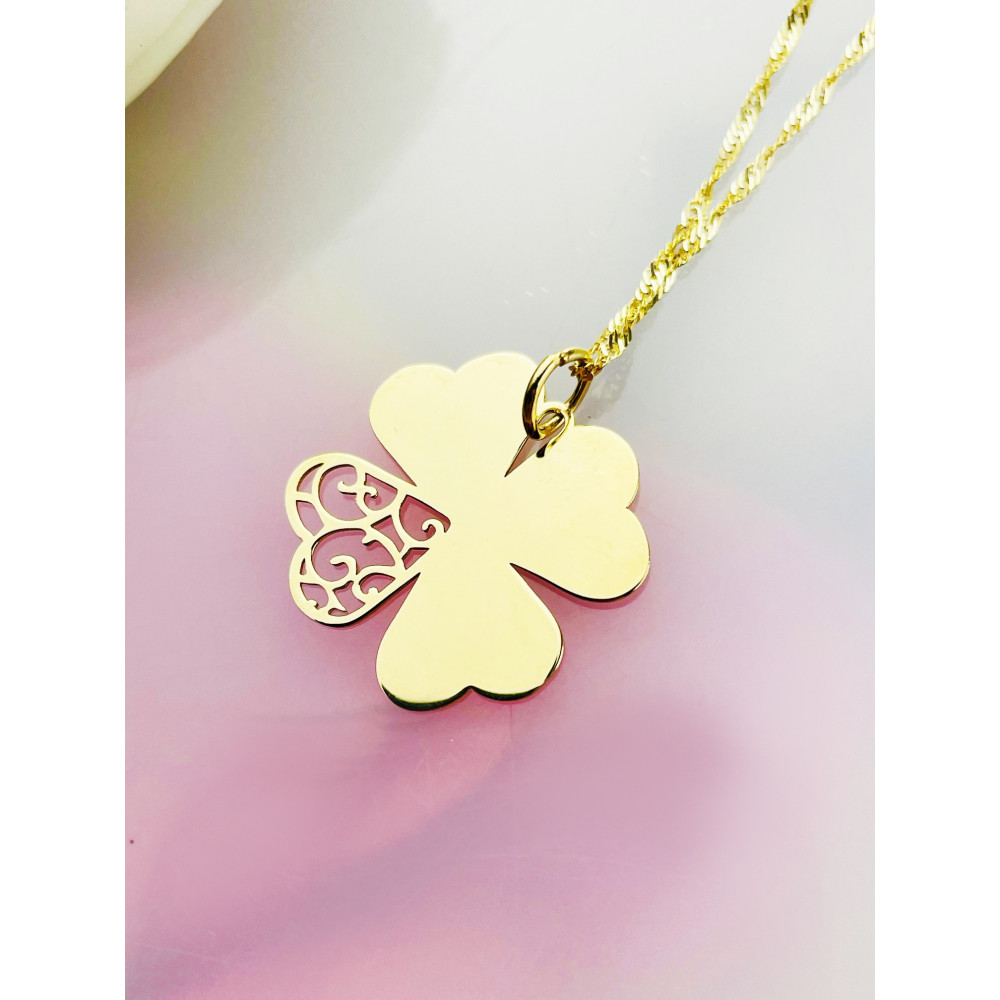 Anhänger Kettenanhänger Gelbgold Goldanhänger Herz  vierblättriges Kleeblatt 585er 14KT