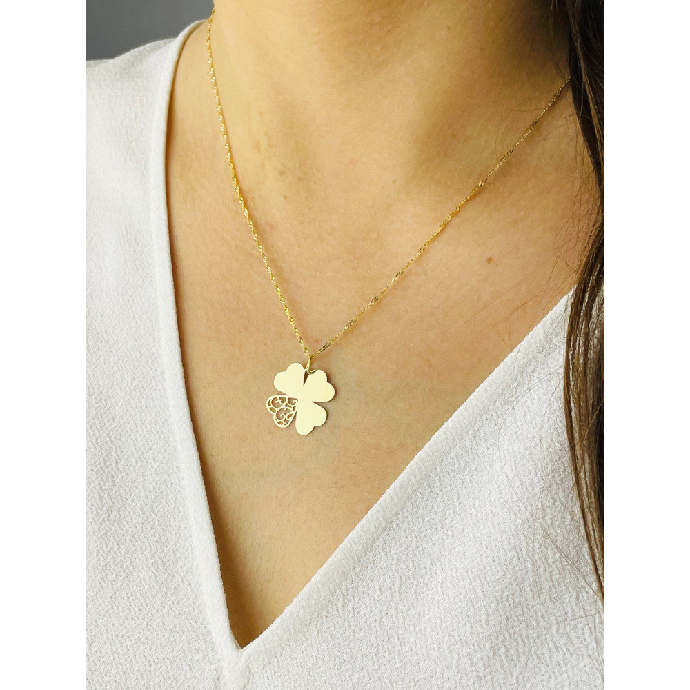 Anhänger Kettenanhänger Gelbgold Goldanhänger Herz  vierblättriges Kleeblatt 585er 14KT
