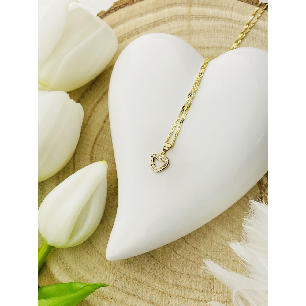 Anhänger Herz Kettenanhänger Gelbgold mit Zirkonia Goldanhänger 585er 14KT