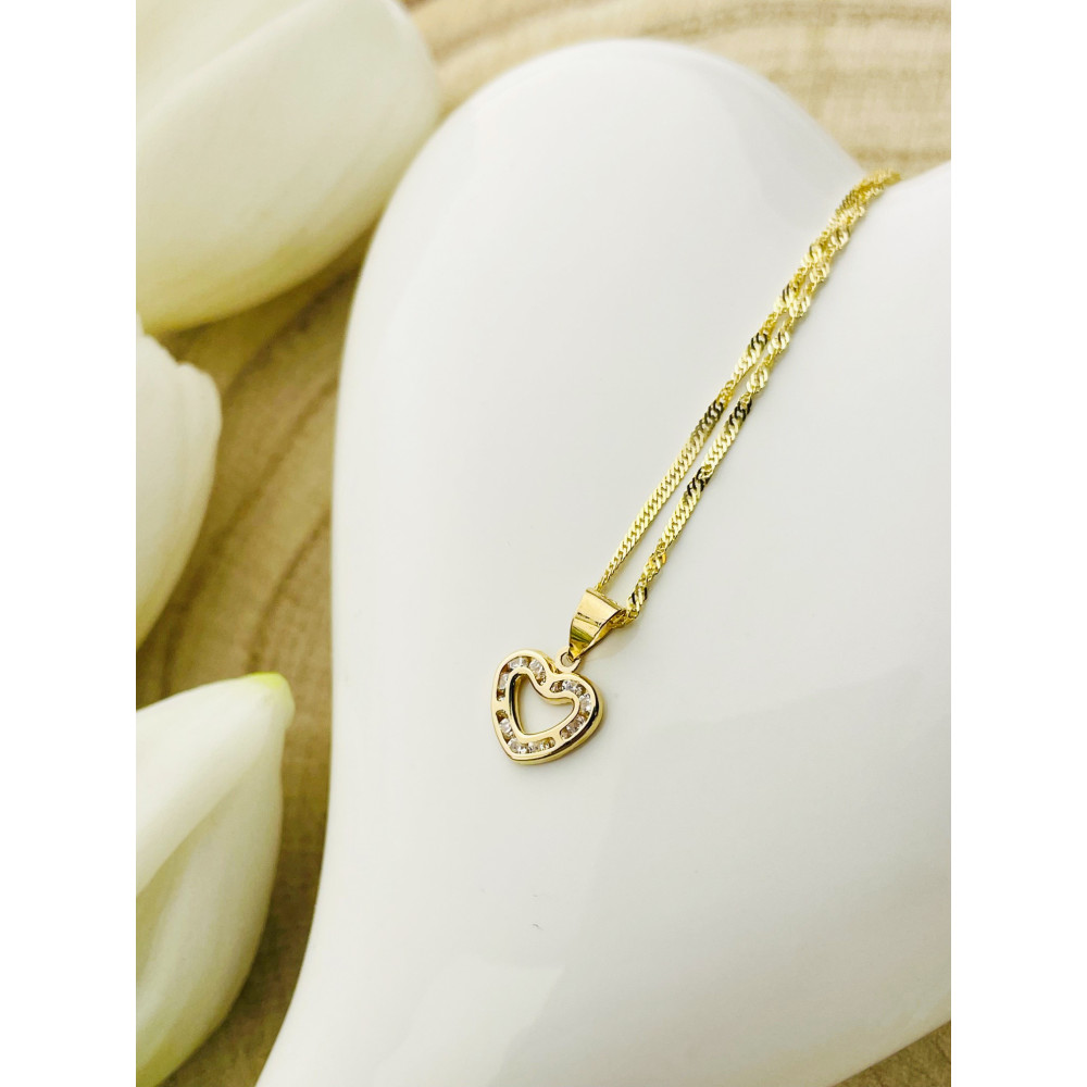 Anhänger Herz Kettenanhänger Gelbgold mit Zirkonia Goldanhänger 585er 14KT