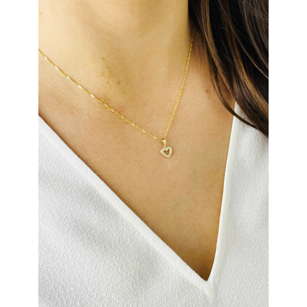 Anhänger Herz Kettenanhänger Gelbgold mit Zirkonia Goldanhänger 585er 14KT
