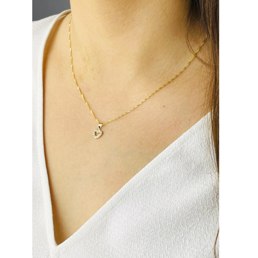 Anhänger Herz Kettenanhänger Gelbgold mit Zirkonia Goldanhänger 585er 14KT