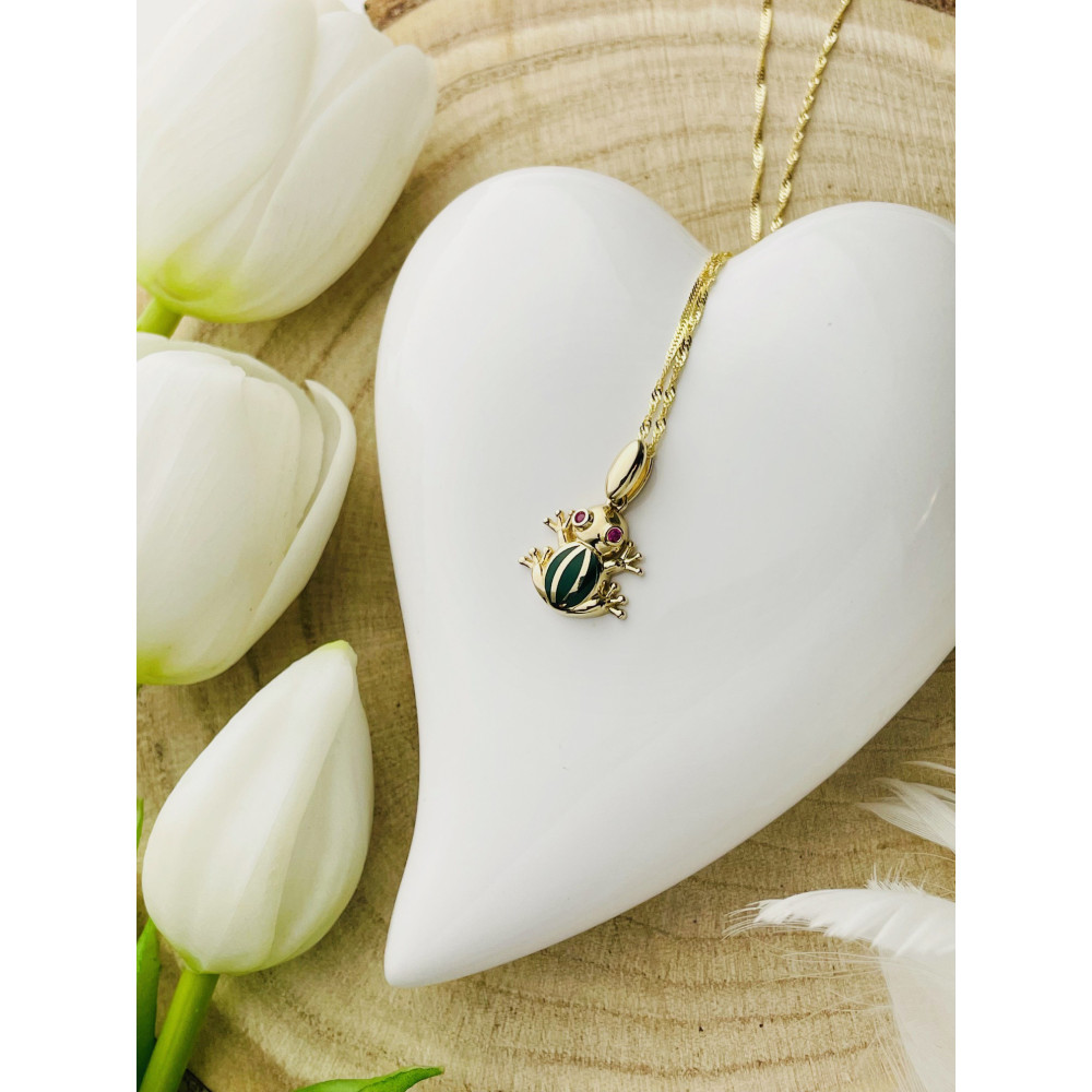 Anhänger Frosch Kettenanhänger Gelbgold mit Zirkonia Goldanhänger 585er 14KT
