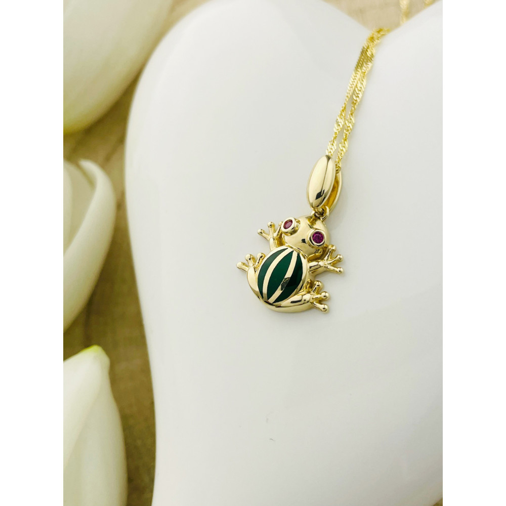Anhänger Frosch Kettenanhänger Gelbgold mit Zirkonia Goldanhänger 585er 14KT