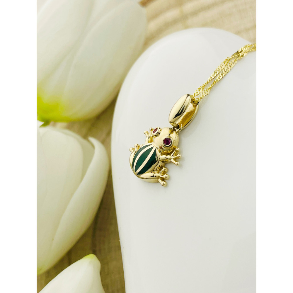 Anhänger Frosch Kettenanhänger Gelbgold mit Zirkonia Goldanhänger 585er 14KT