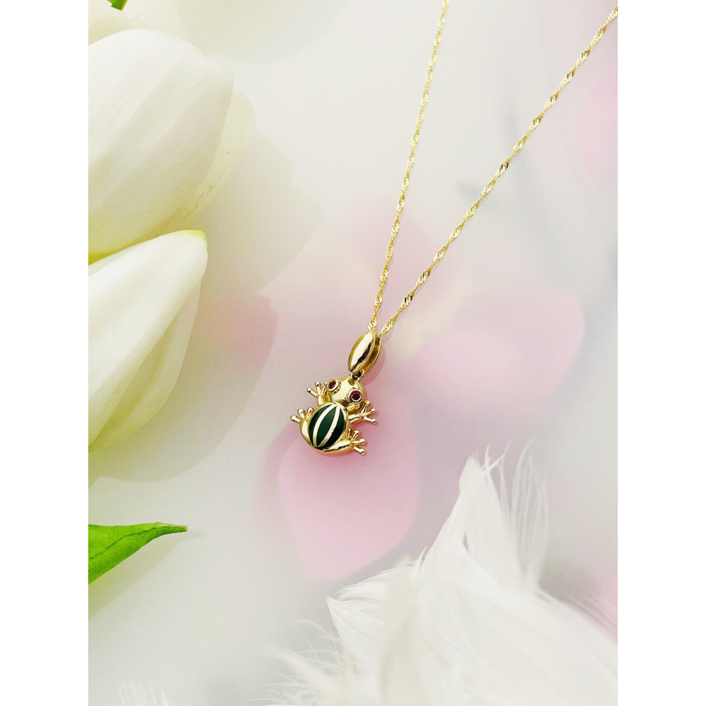 Anhänger Frosch Kettenanhänger Gelbgold mit Zirkonia Goldanhänger 585er 14KT