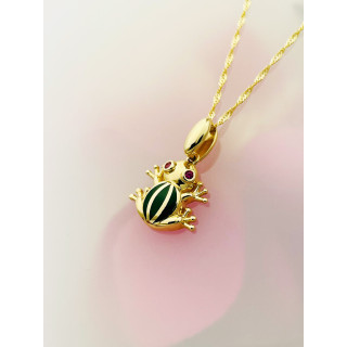 Anhänger Frosch Kettenanhänger Gelbgold mit Zirkonia Goldanhänger 585er 14KT