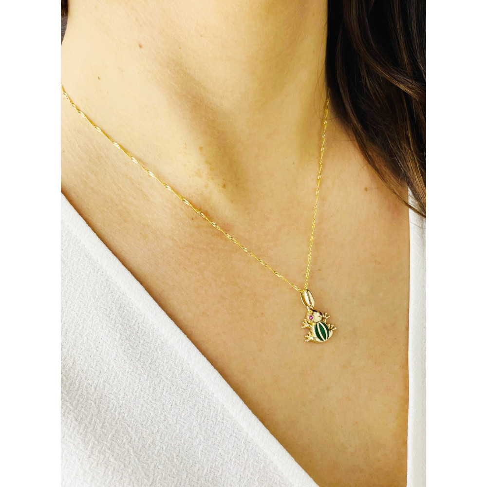 Anhänger Frosch Kettenanhänger Gelbgold mit Zirkonia Goldanhänger 585er 14KT