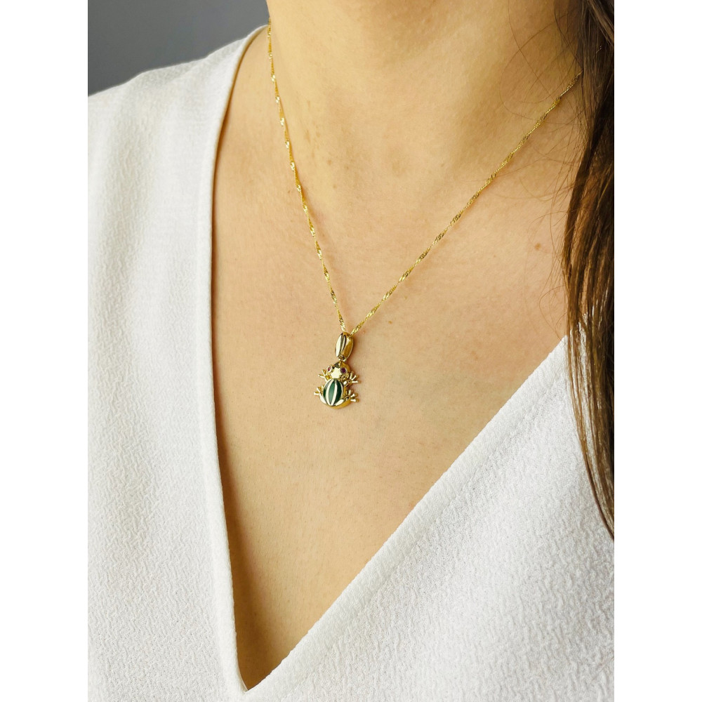 Anhänger Frosch Kettenanhänger Gelbgold mit Zirkonia Goldanhänger 585er 14KT