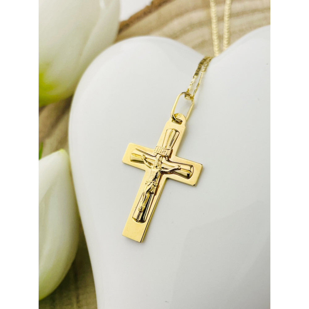 Goldanhänger Kettenanhänger Gold Anhänger Kreuz mit Jesus Goldkreuz Erstkommunion Gelbgold 333er 8KT