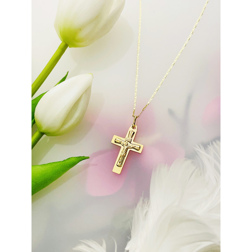 Goldanhänger Kettenanhänger Gold Anhänger Kreuz mit Jesus Goldkreuz Erstkommunion Gelbgold 333er 8KT