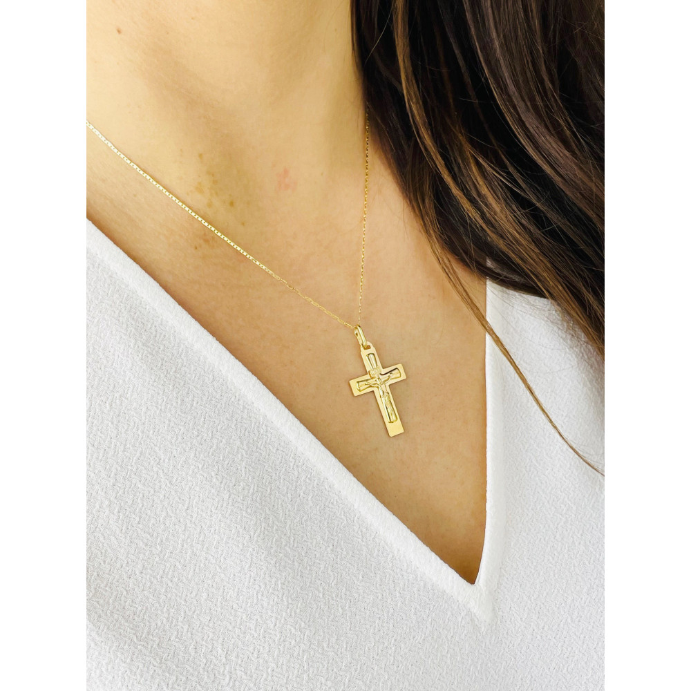 Goldanhänger Kettenanhänger Gold Anhänger Kreuz mit Jesus Goldkreuz Erstkommunion Gelbgold 333er 8KT