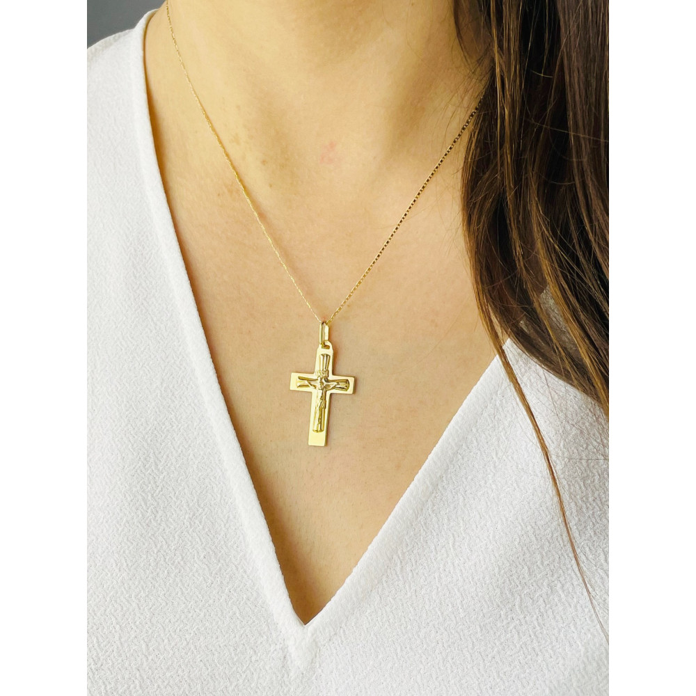 Goldanhänger Kettenanhänger Gold Anhänger Kreuz mit Jesus Goldkreuz Erstkommunion Gelbgold 333er 8KT