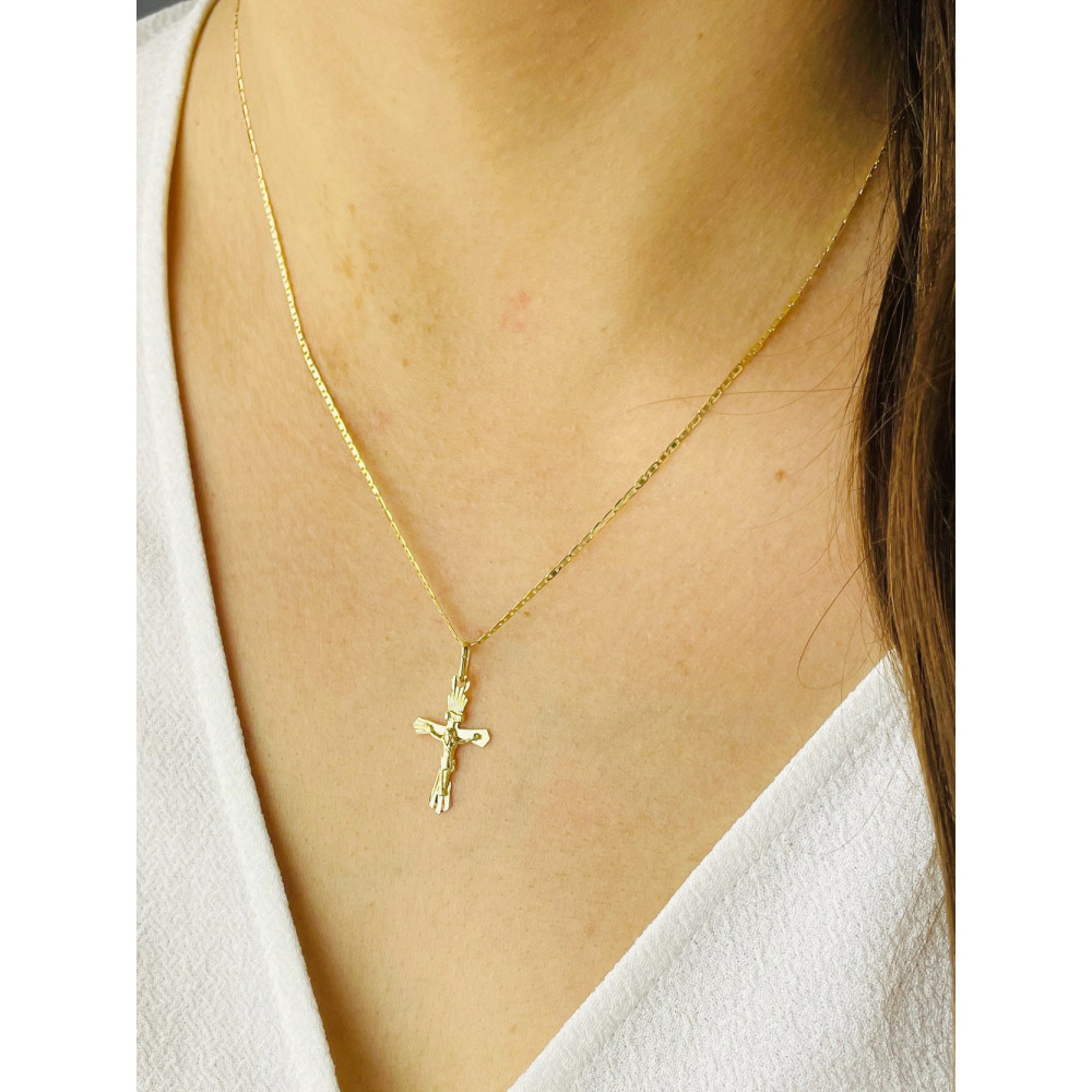 Goldanhänger Kettenanhänger Gold Anhänger Kreuz mit Jesus Goldkreuz Erstkommunion Gelbgold 585er 14KT