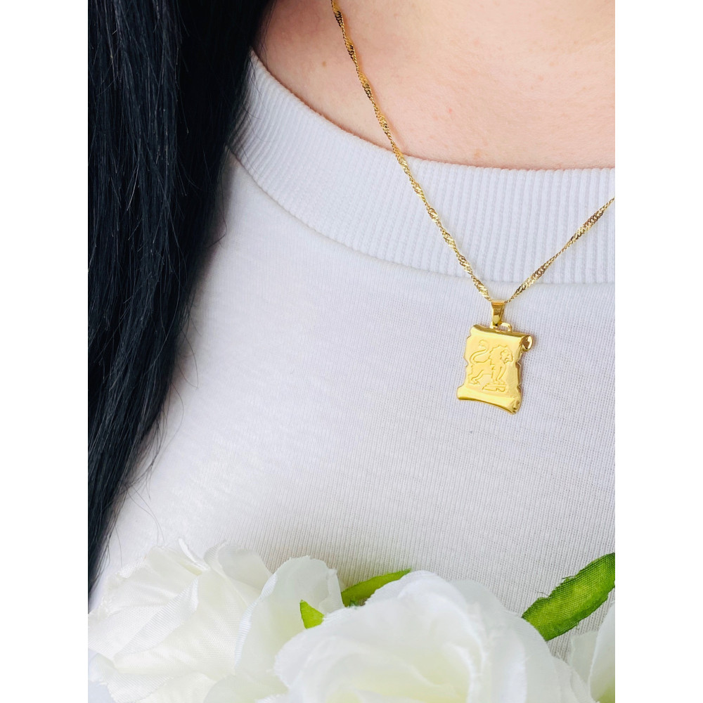 Złota zawieszka wisiorek znak zodiaku lew