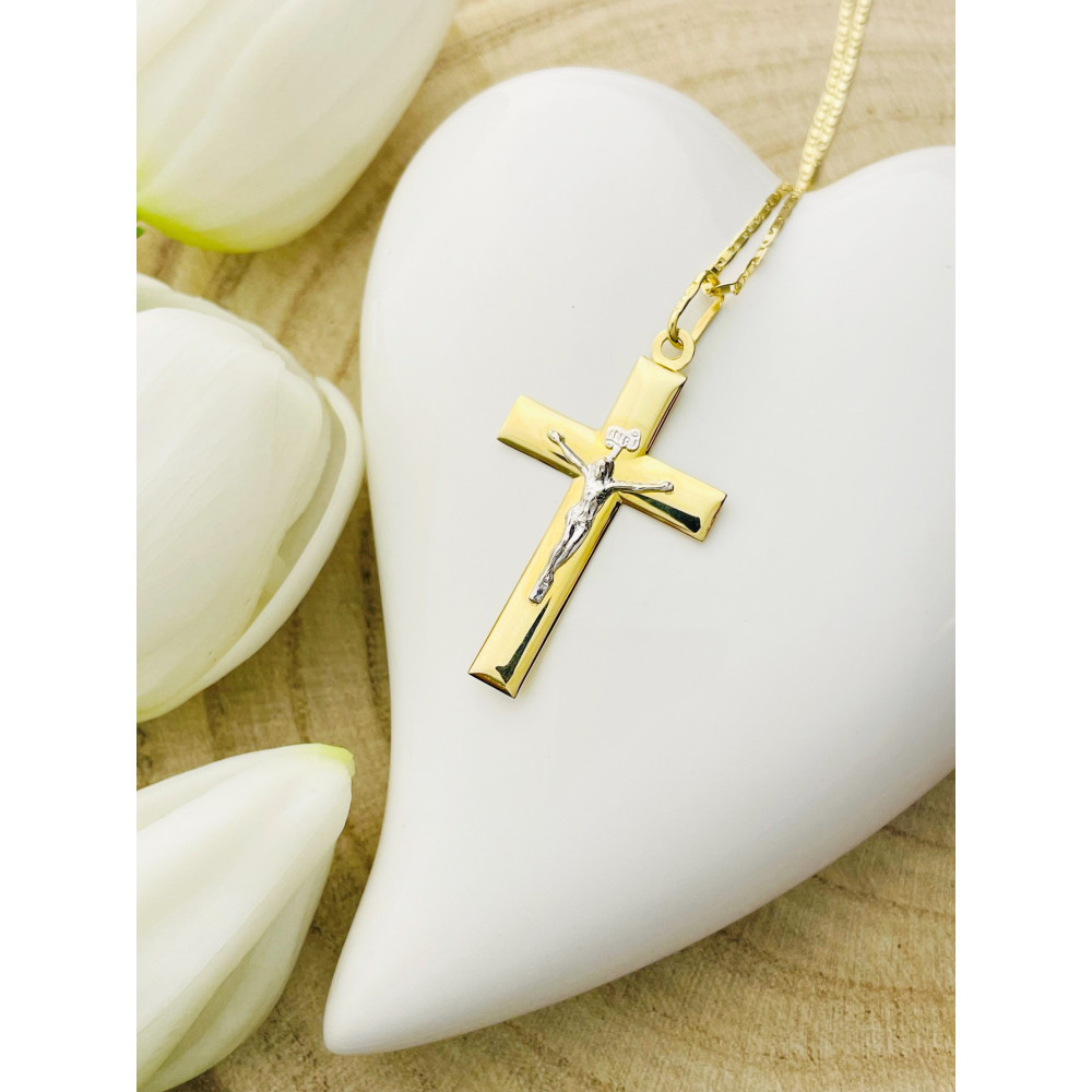 Goldanhänger Kettenanhänger Gold Anhänger Kreuz mit Jesus Goldkreuz Erstkommunion Gelbgold 585er 14KT