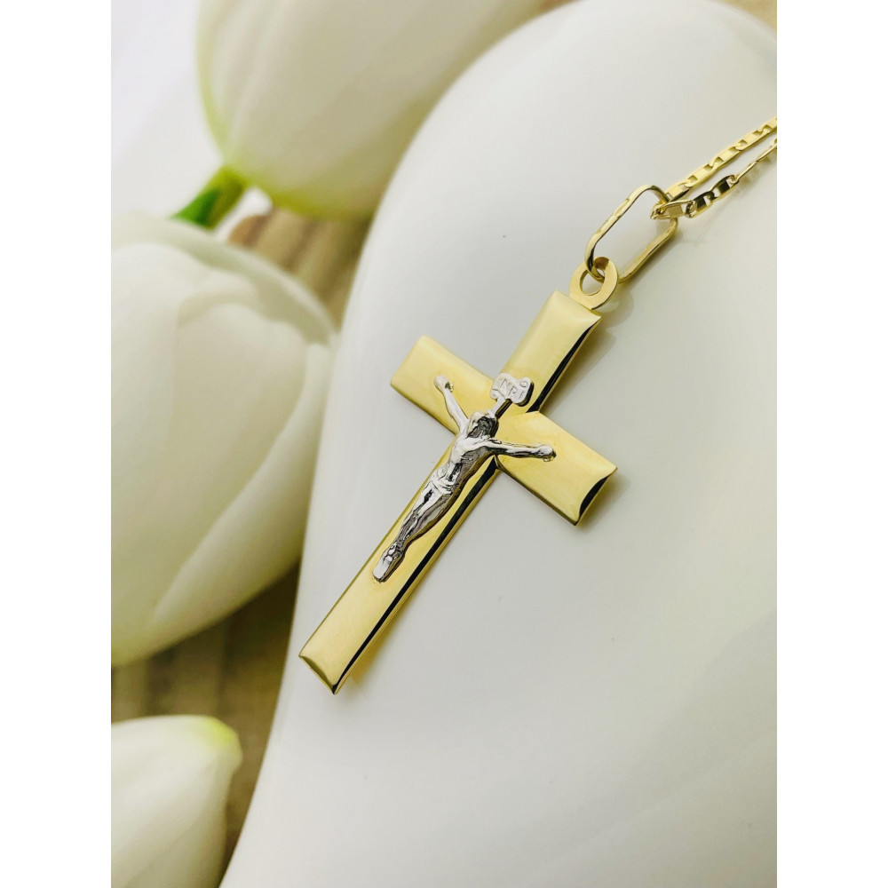 Goldanhänger Kettenanhänger Gold Anhänger Kreuz mit Jesus Goldkreuz Erstkommunion Gelbgold 585er 14KT