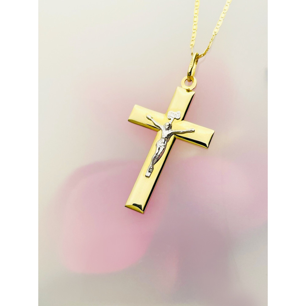 Goldanhänger Kettenanhänger Gold Anhänger Kreuz mit Jesus Goldkreuz Erstkommunion Gelbgold 585er 14KT
