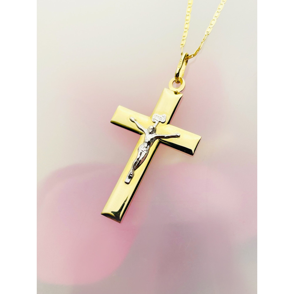 Goldanhänger Kettenanhänger Gold Anhänger Kreuz mit Jesus Goldkreuz Erstkommunion Gelbgold 585er 14KT