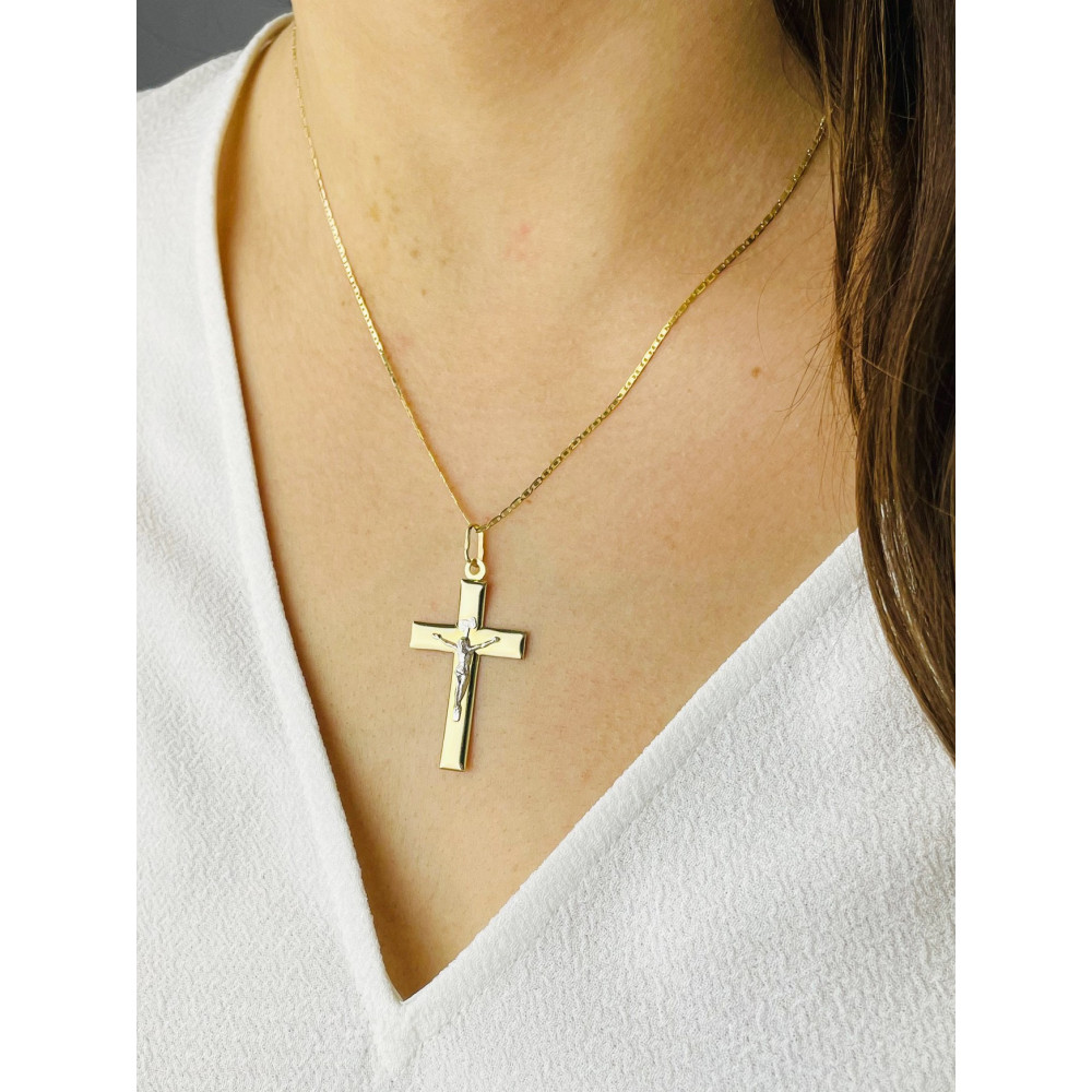 Goldanhänger Kettenanhänger Gold Anhänger Kreuz mit Jesus Goldkreuz Erstkommunion Gelbgold 585er 14KT