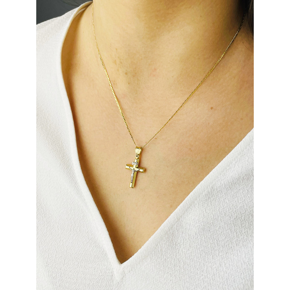 Goldanhänger Kettenanhänger Gold Anhänger Kreuz mit Jesus Goldkreuz Erstkommunion Gelbgold 585er 14KT