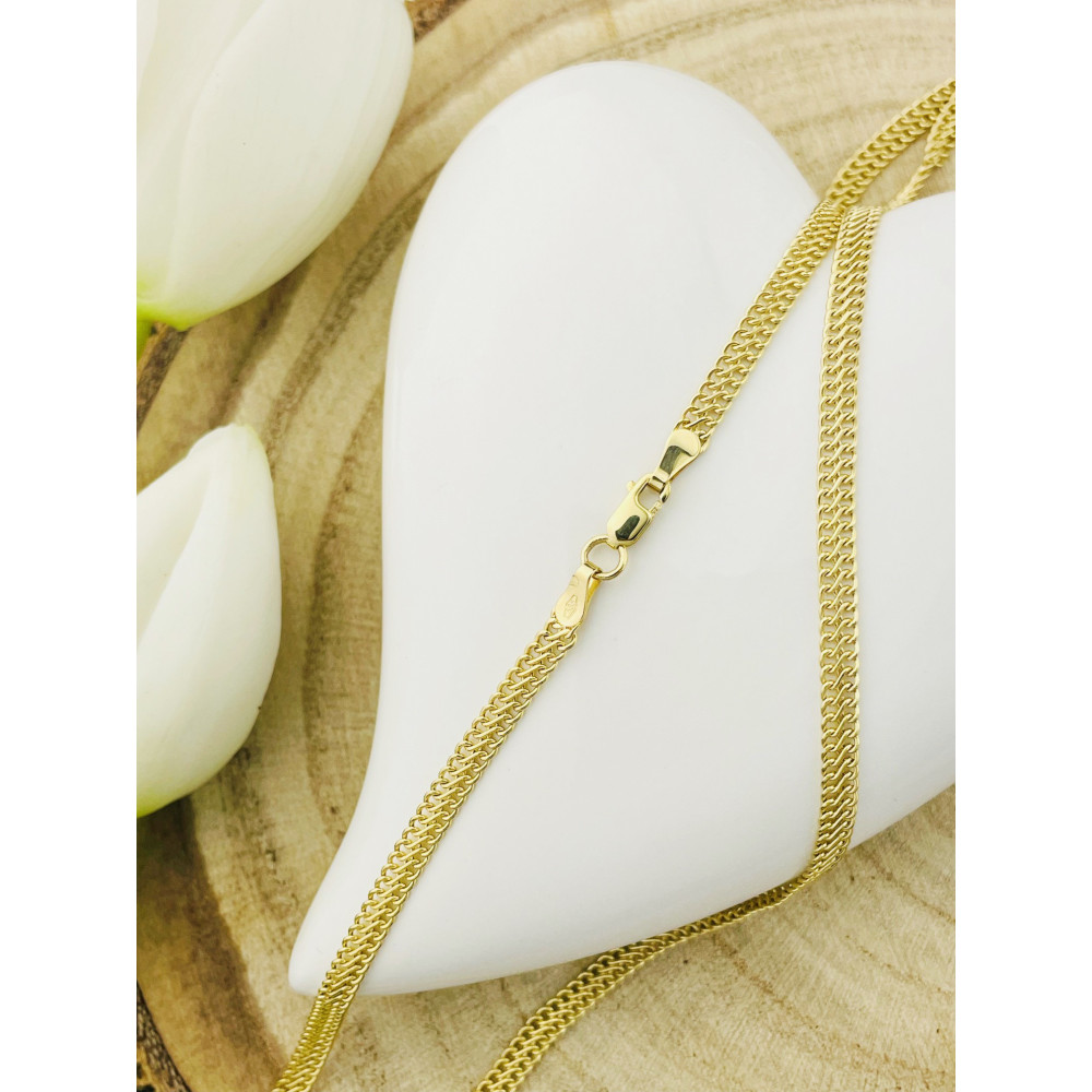 Złoty łańcuszek szeroki pleciony w ósemki