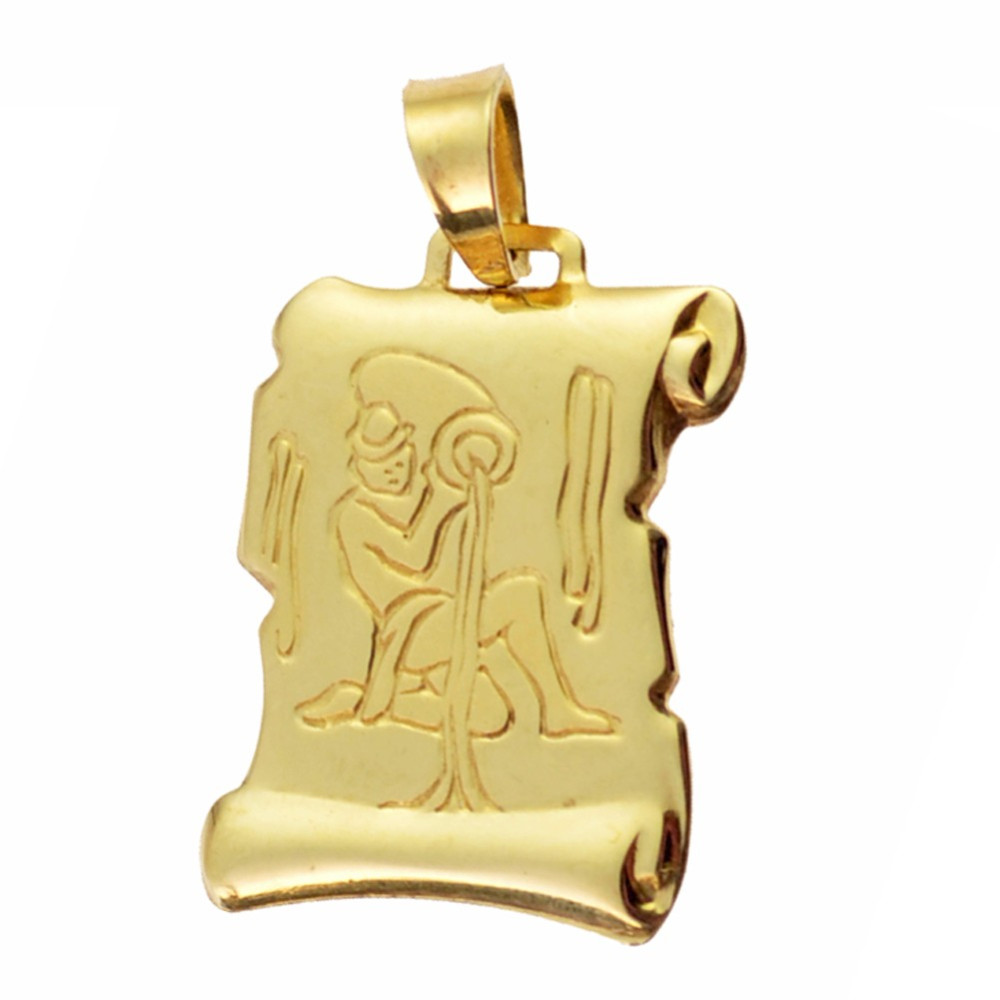Złota zawieszka wisiorek znak zodiaku wodnik