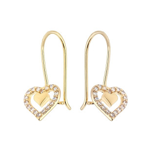 Herz Ohrringe Ohrhänger Ohrstecker Ohrschmuck mit Zirkonia Gelbgold Paar 585er 14KT