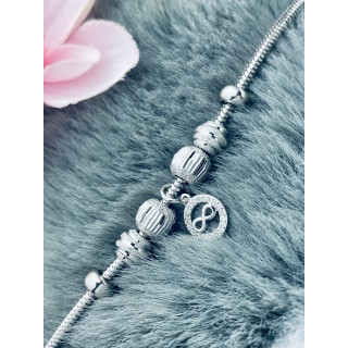 Srebrna bransoletka wężyk nieskończoność z cyrkoniami