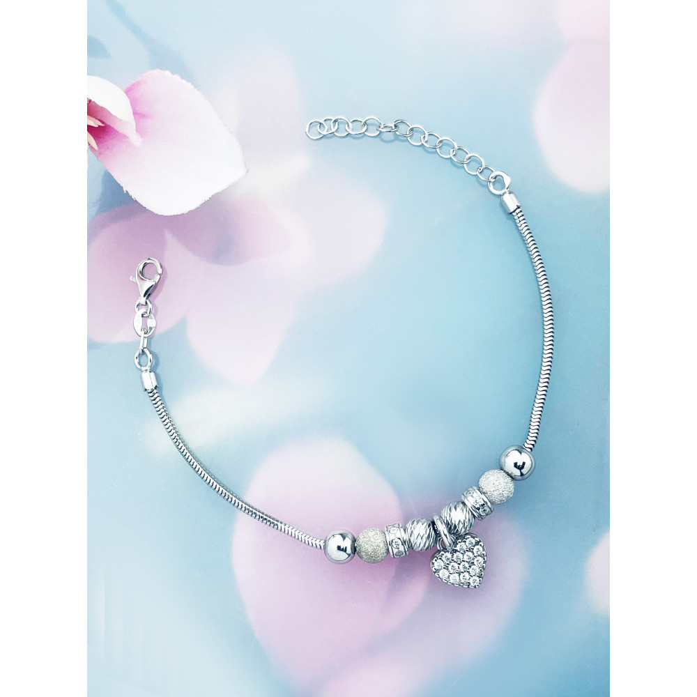 Herz Armband 925 Silber mit Zirkonia Damen Kinder