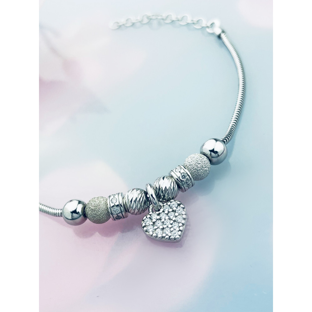 Herz Armband 925 Silber mit Zirkonia Damen Kinder