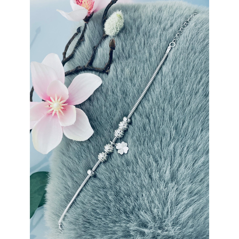 Kleeblatt Armband 925 Silber mit Zirkonia Damen Kinder