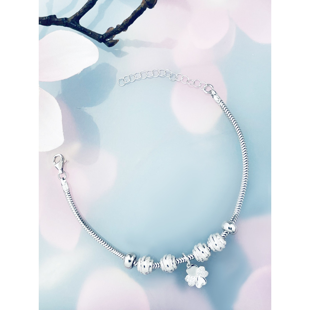 Kleeblatt Armband 925 Silber mit Zirkonia Damen Kinder