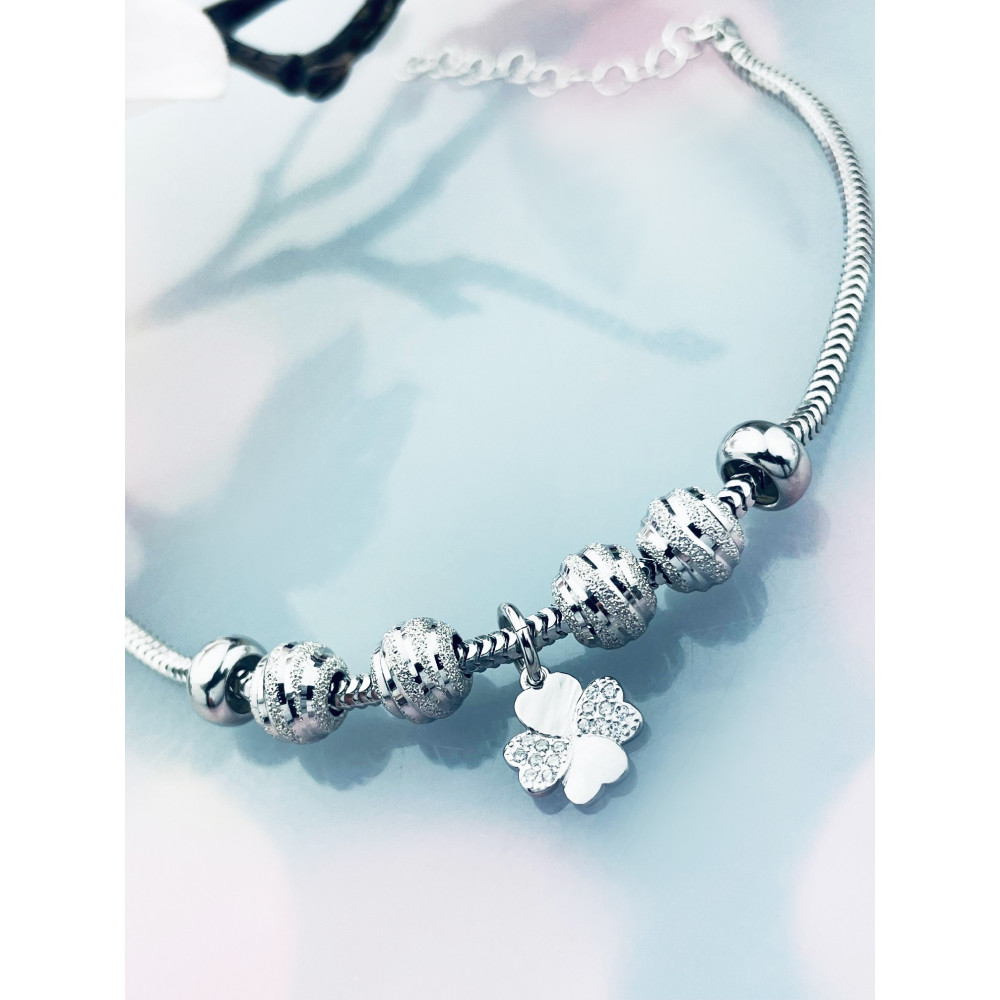 Kleeblatt Armband 925 Silber mit Zirkonia Damen Kinder