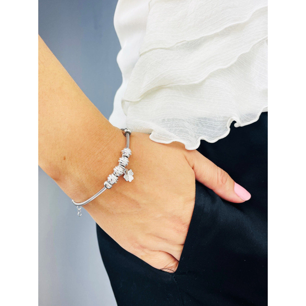 Kleeblatt Armband 925 Silber mit Zirkonia Damen Kinder