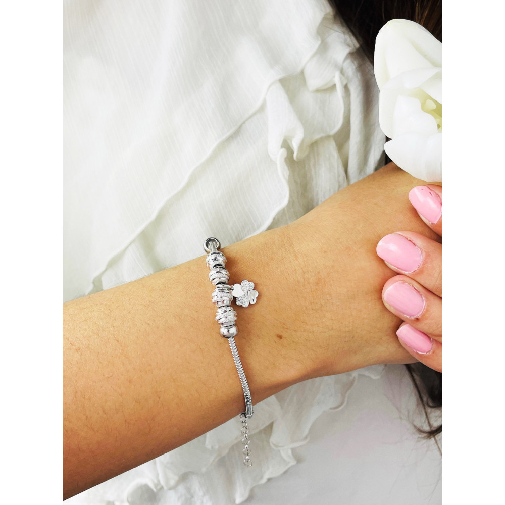 Kleeblatt Armband 925 Silber mit Zirkonia Damen Kinder