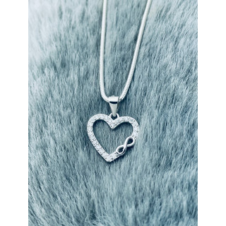 925 Silber Damen Medaillon Anhänger Infinity Herz mit Zirkonia