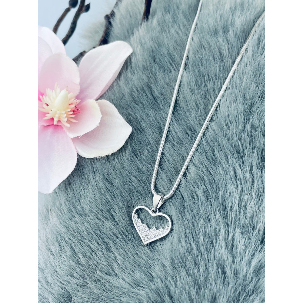 Srebrny wisiorek zawieszka serce serduszko z cyrkoniami