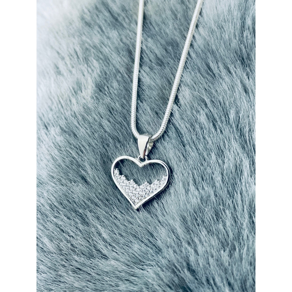 925 Silber Damen Medaillon Anhänger Herz mit Zirkonia