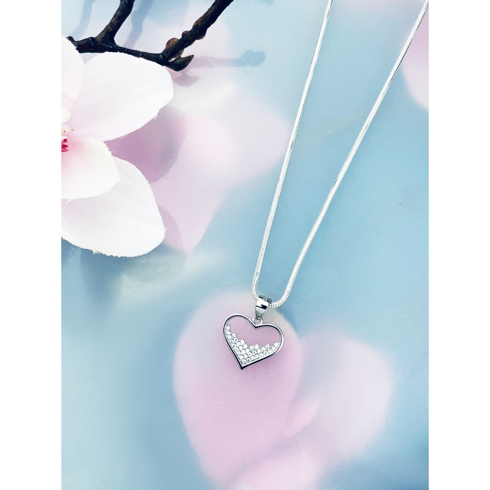 925 Silber Damen Medaillon Anhänger Herz mit Zirkonia