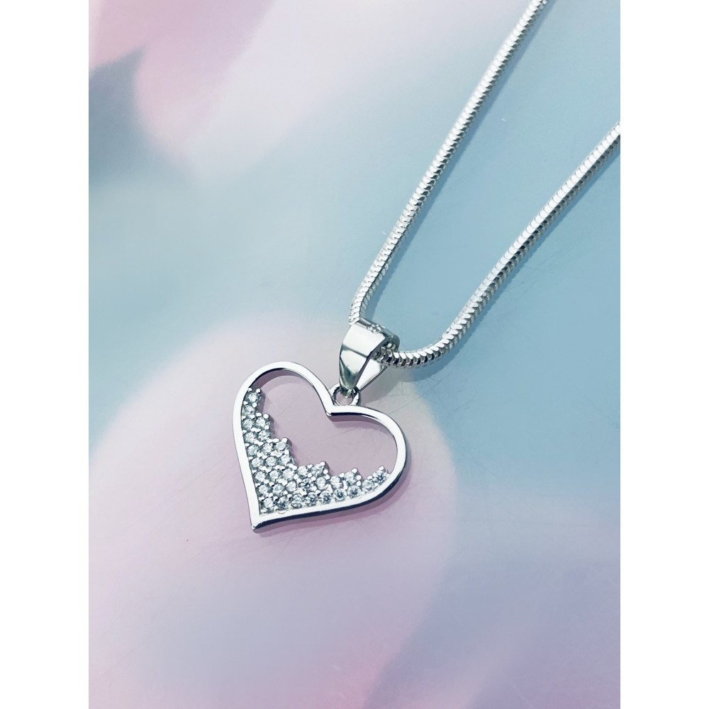 925 Silber Damen Medaillon Anhänger Herz mit Zirkonia